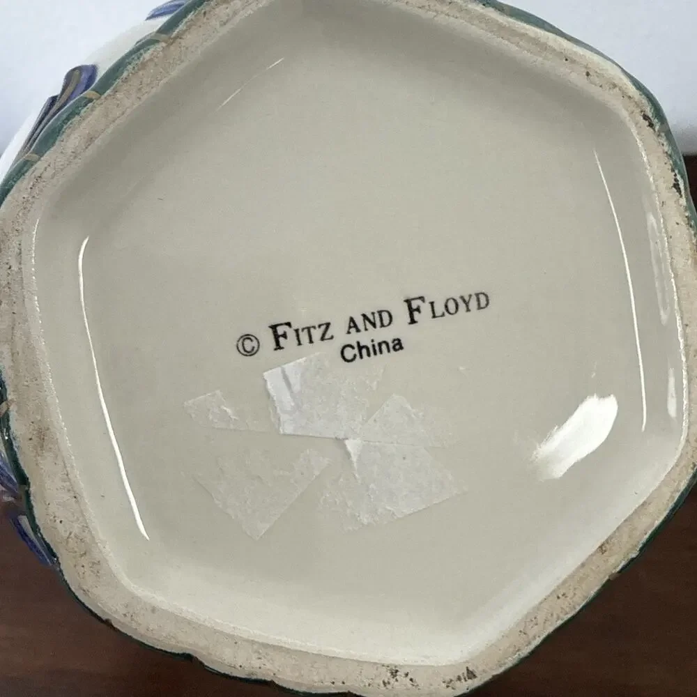 Vtg Fitz and Floyd Florentine Fruit Handcrafted Vase Harvest Fruit EUC